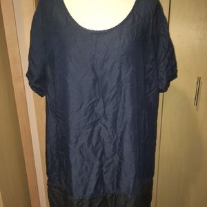 Ava &Viv Chambray Denim Colorblock Dress